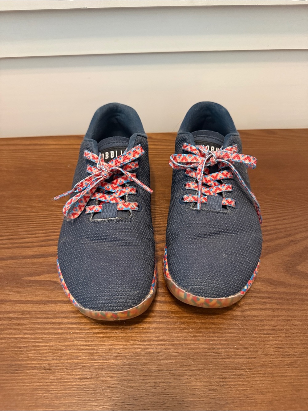 NOBULL Navy Knit Women's Athletic Shoes with Multicolor Patterned Laces